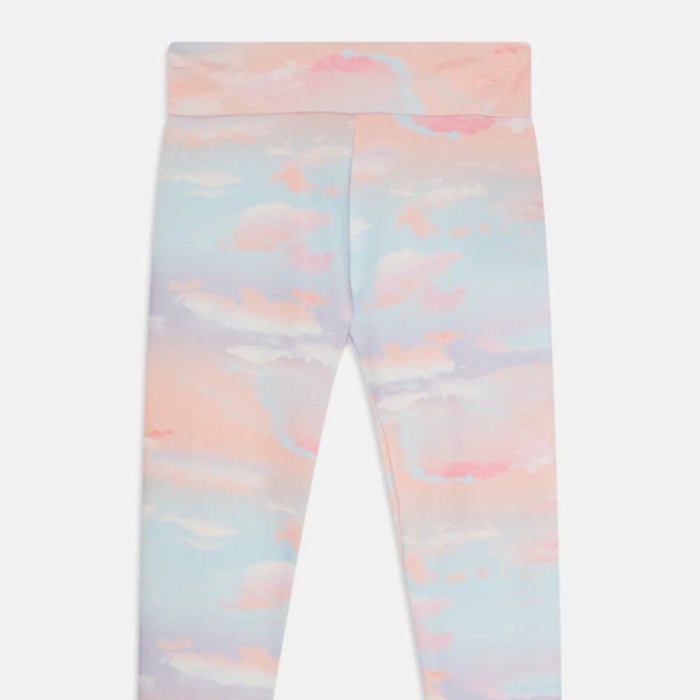 Converse High Rise Printed Legging Aqua Mist w/ Long Sleeve Lilac Logo Tee Sz XL - Picture 2 of 14